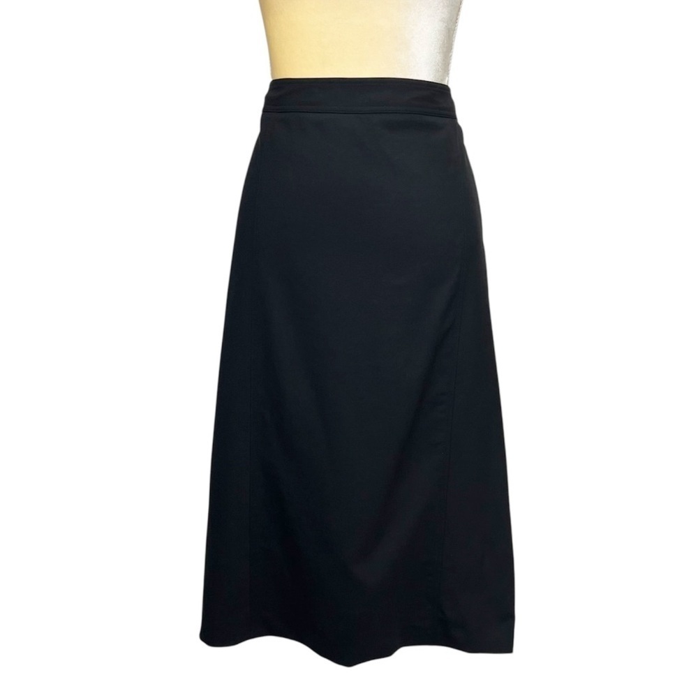 Burberry Black Wool Midi Skirt Size 12 Classic Career EUC